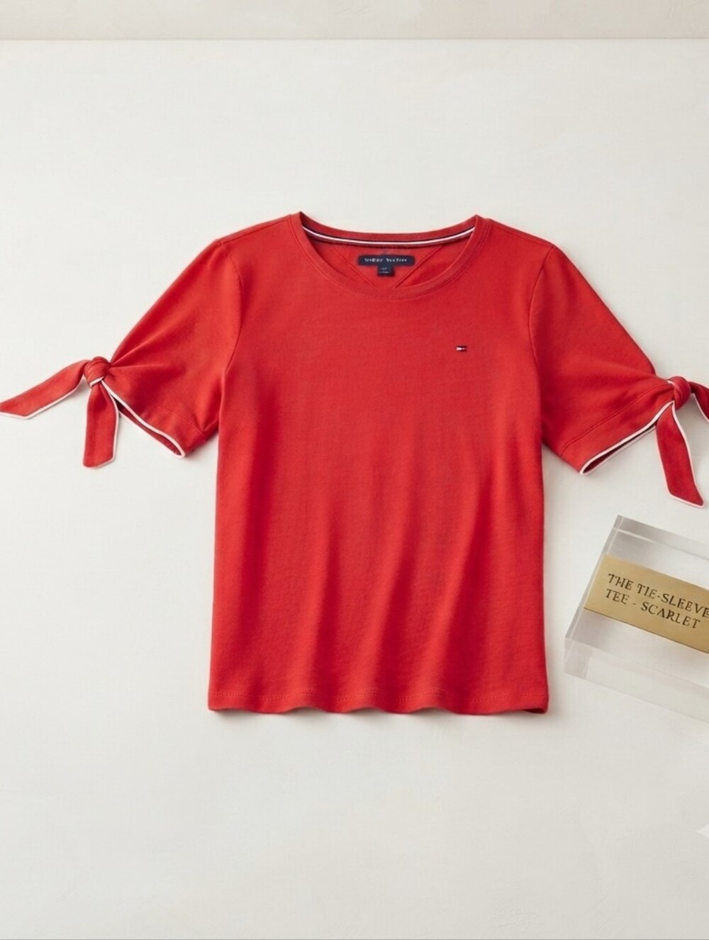 Tommy Hilfiger Red Tie-Sleeve Short Sleeve Tee